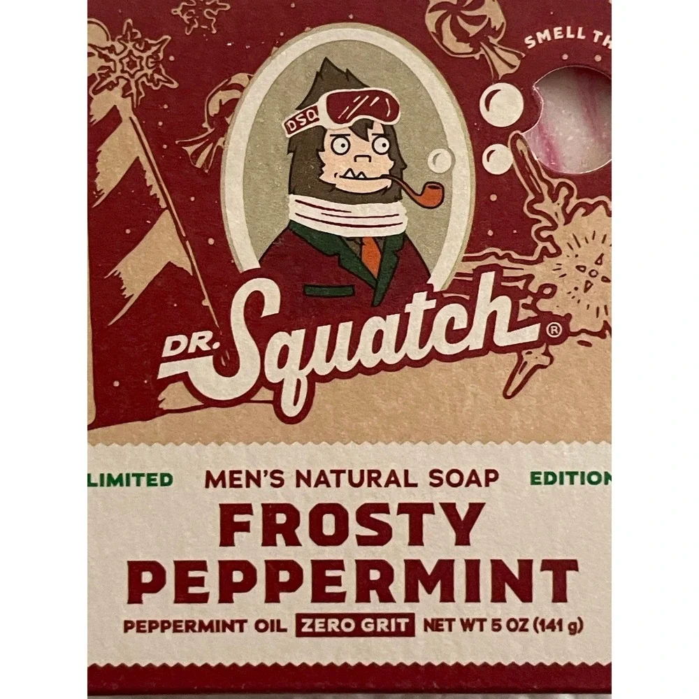 Dr. Squatch Mens 5oz Natural Soap Frosty‎ Peppermint Limited Edition Zero Grit